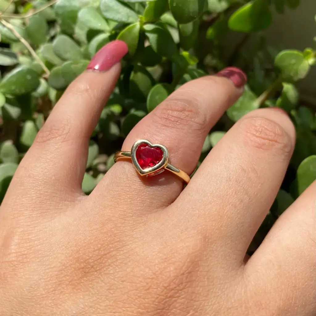 Red Heart Crystal Ring
