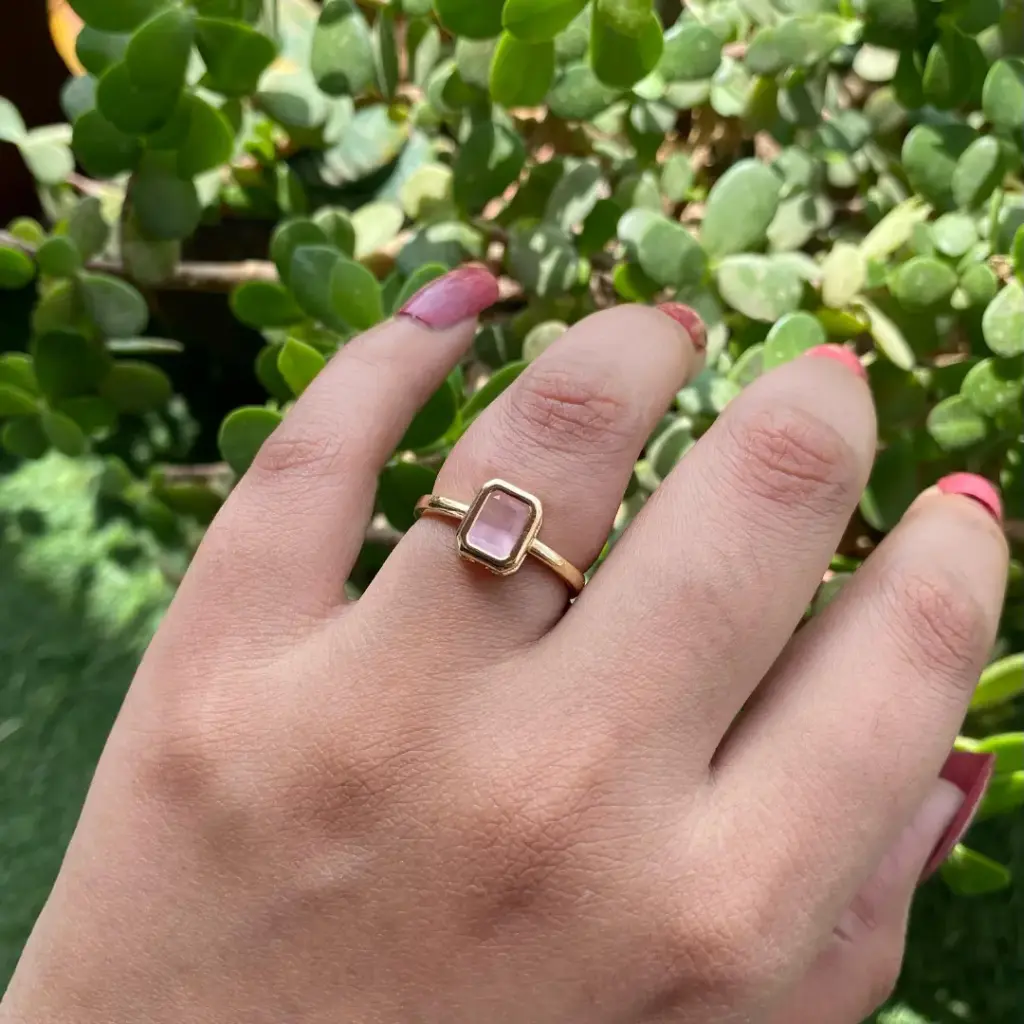 Korean light pink Rectangle Ring