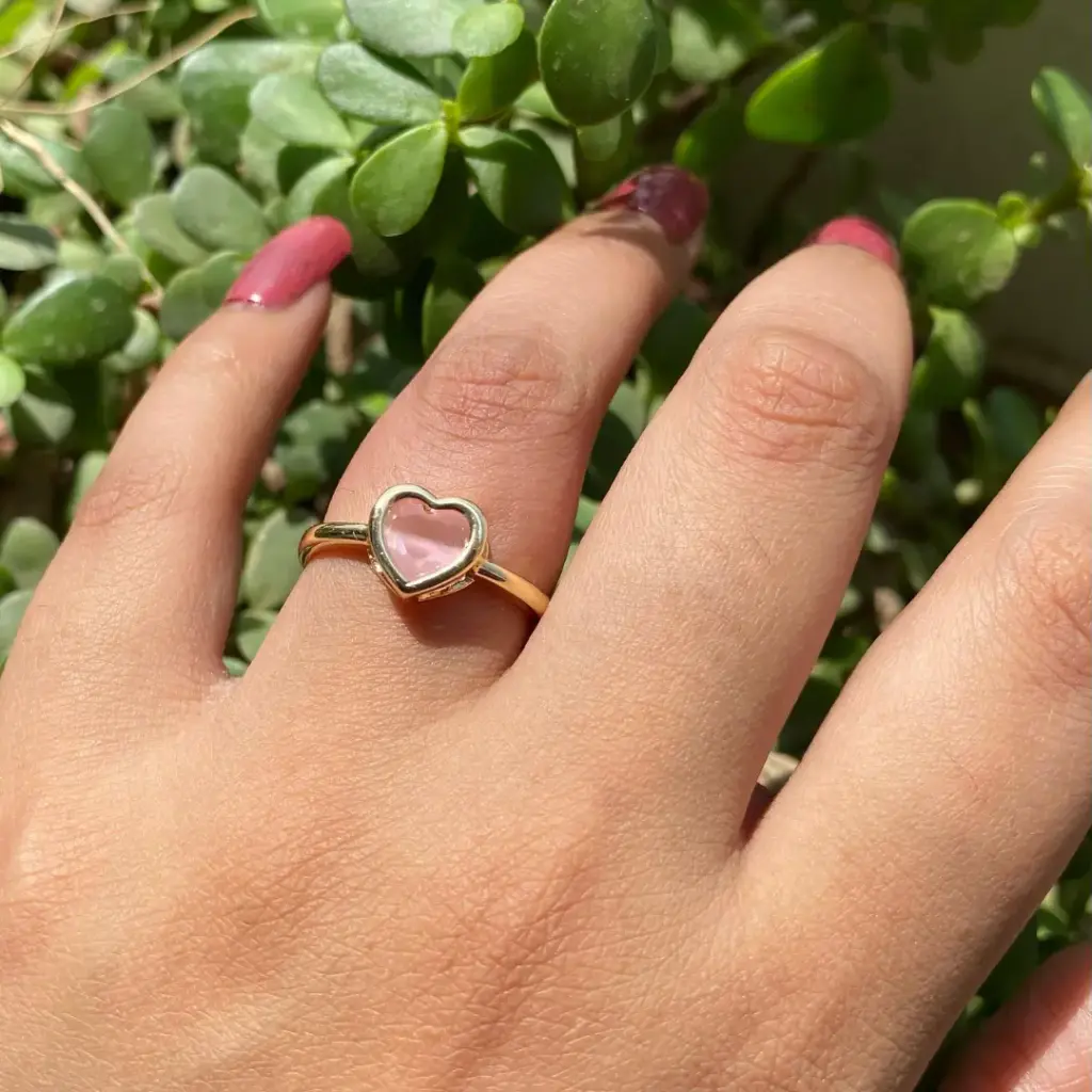 Pink Heart Crystal Ring