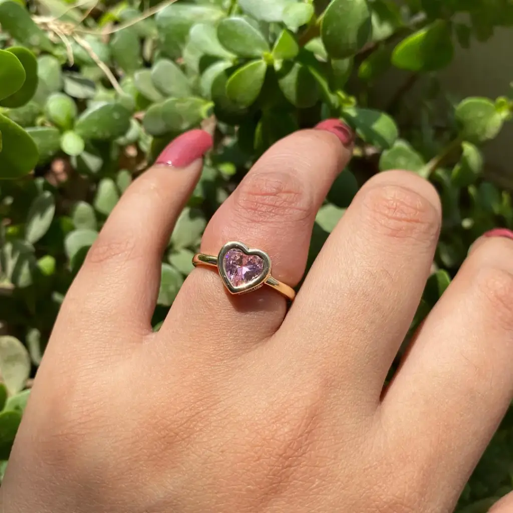 Light Pink Heart Crystal Ring
