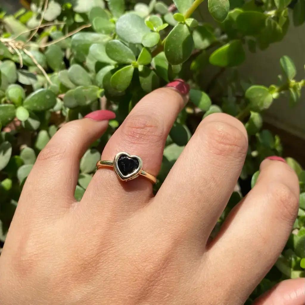 Black Heart Crystal Ring