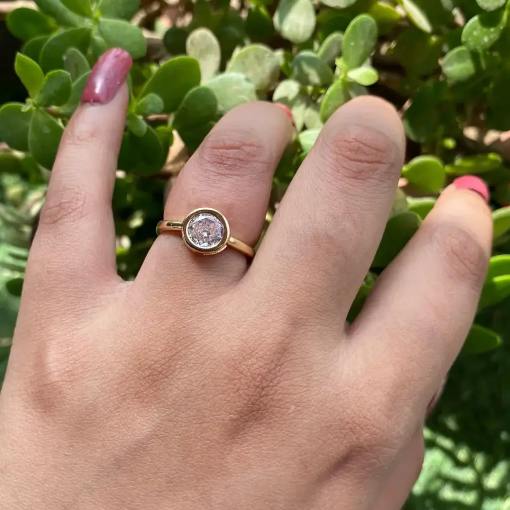 Adjustable Gold-Plated White Crystal Ring
