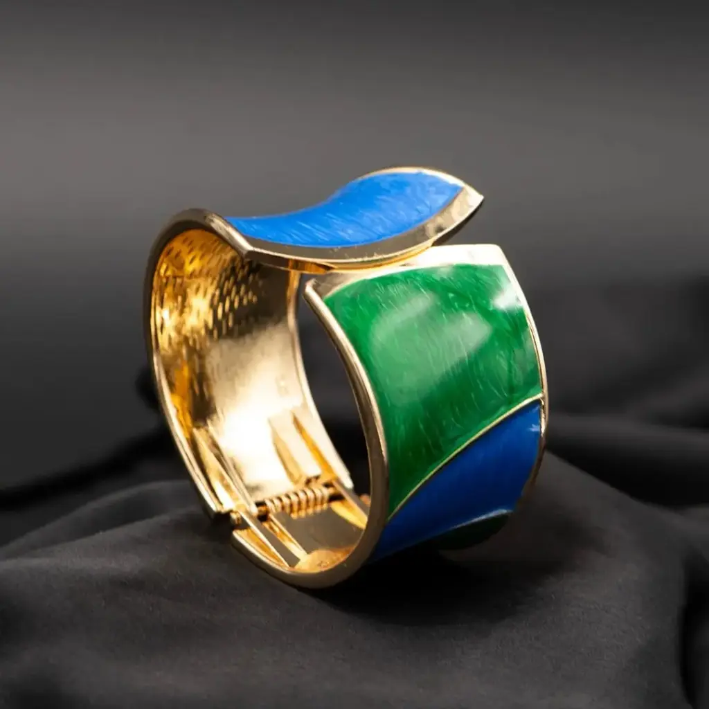 Anti Tarnish Kada Bracelet Blue & Green