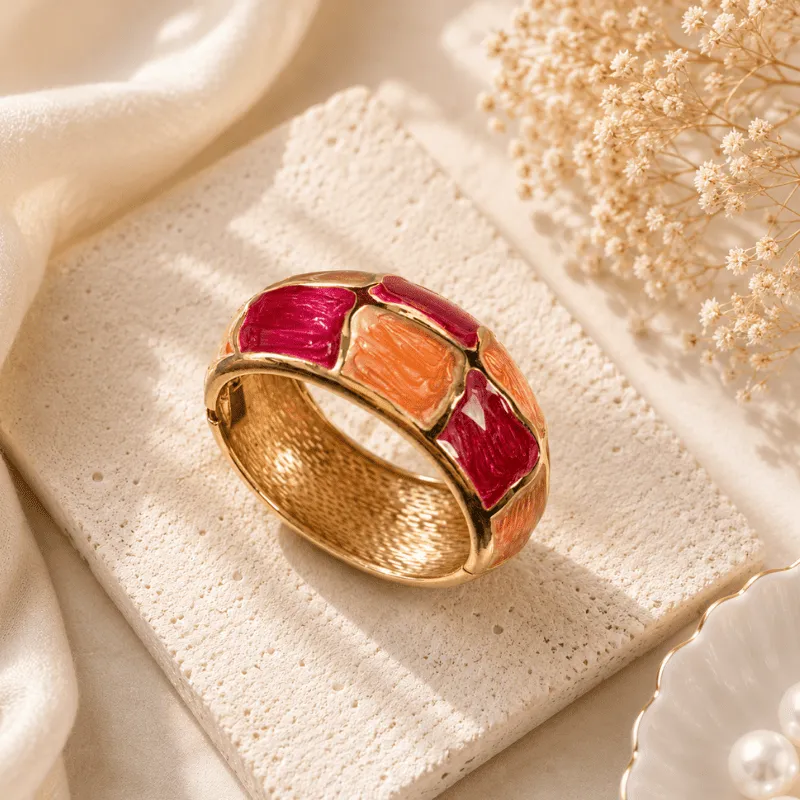 Anti Tarnish Kada Bracelet red & amber orange