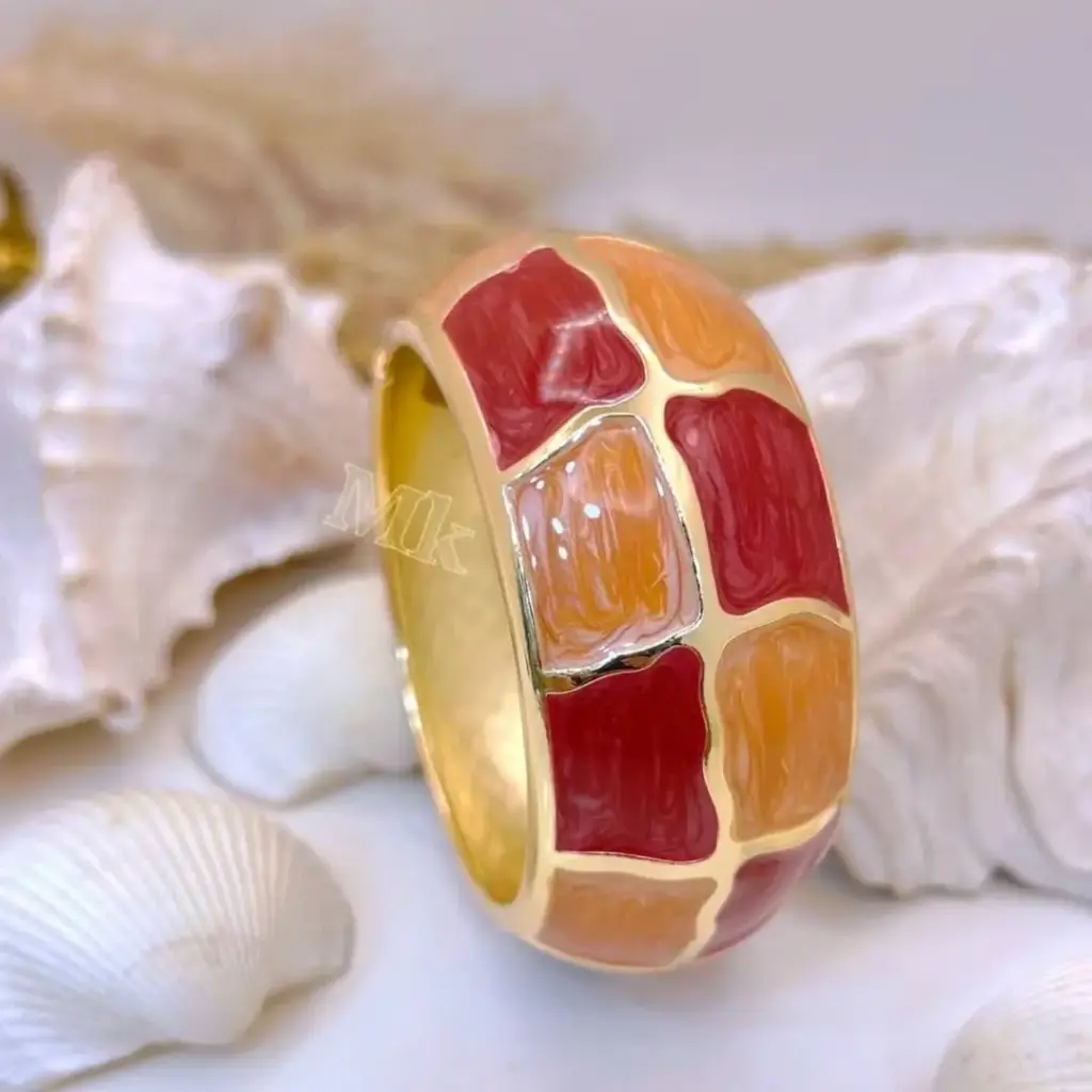 Anti Tarnish Kada Bracelet red & amber orange