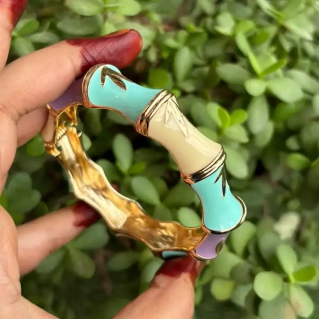 Anti-Tarnish Multi-Color Bamboo Style Kada