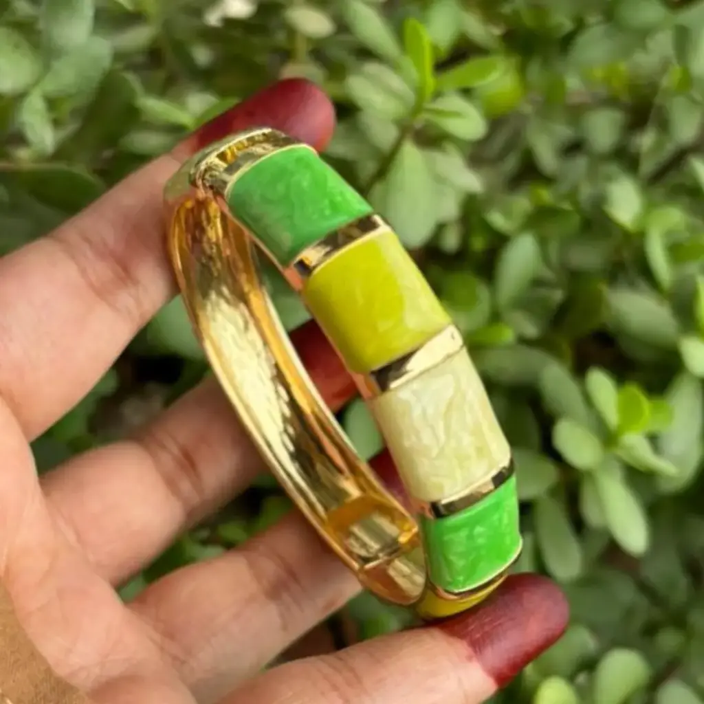 Anti-Tarnish Green Ombre Enamel Kada