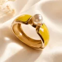 Anti-Tarnish Yellow Enamel Pearl Kada