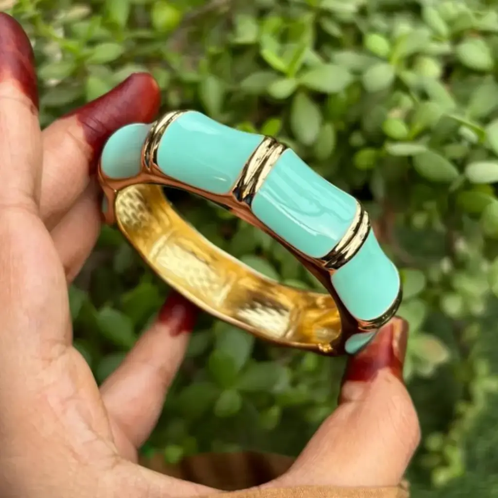 Anti-Tarnish Seafoam Bamboo Style Kada