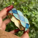 Anti-Tarnish Blue Diamond Pattern Kada
