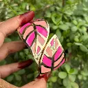 Anti-Tarnish Pink Leaf Pattern Kada