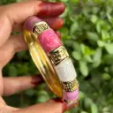 Anti-Tarnish Pink Floral Enamel Kada