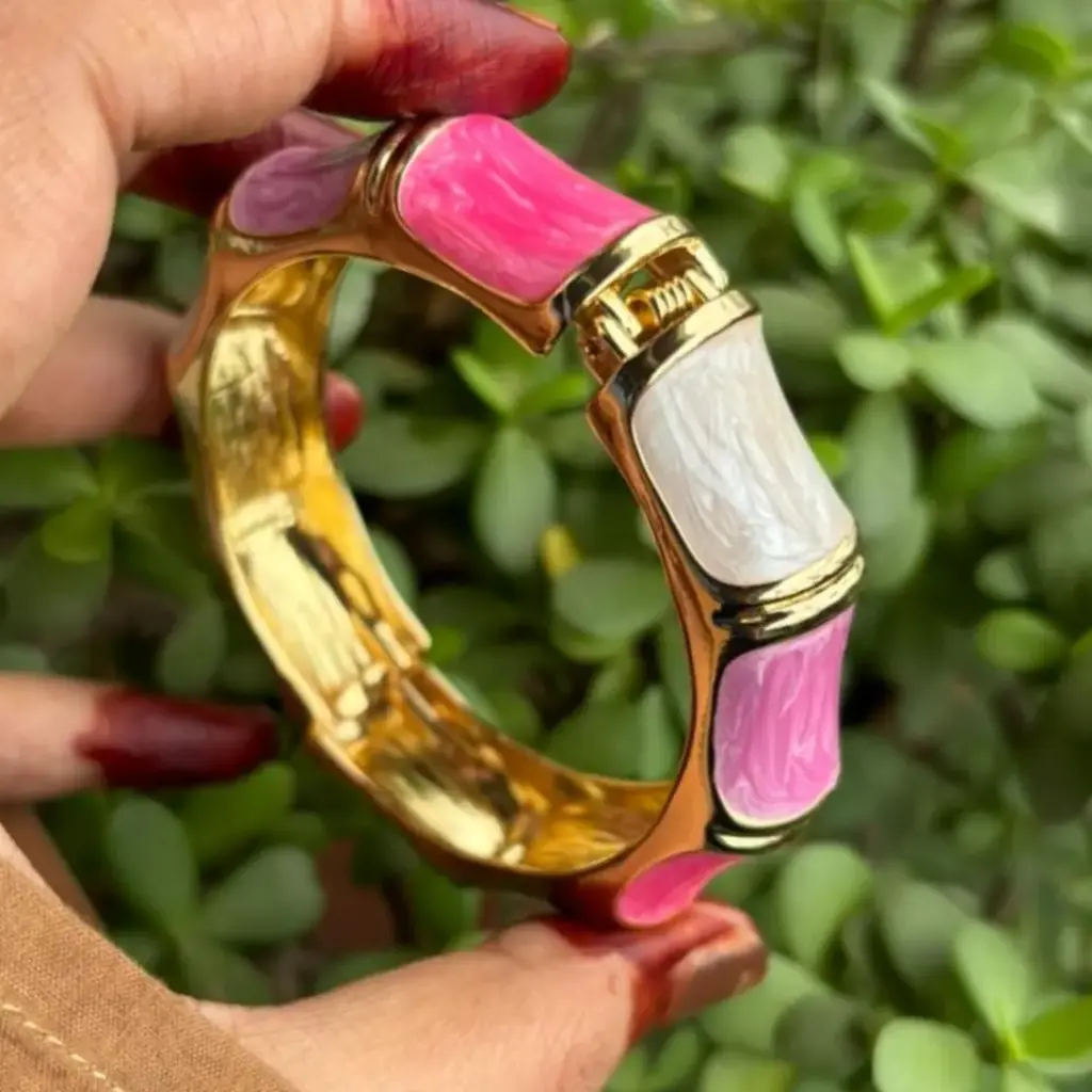 Anti-Tarnish Pink Bamboo Style Kada