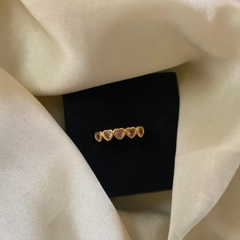 [MJ-170] DC Jewelry Golden Heart Band Adjustable Ring