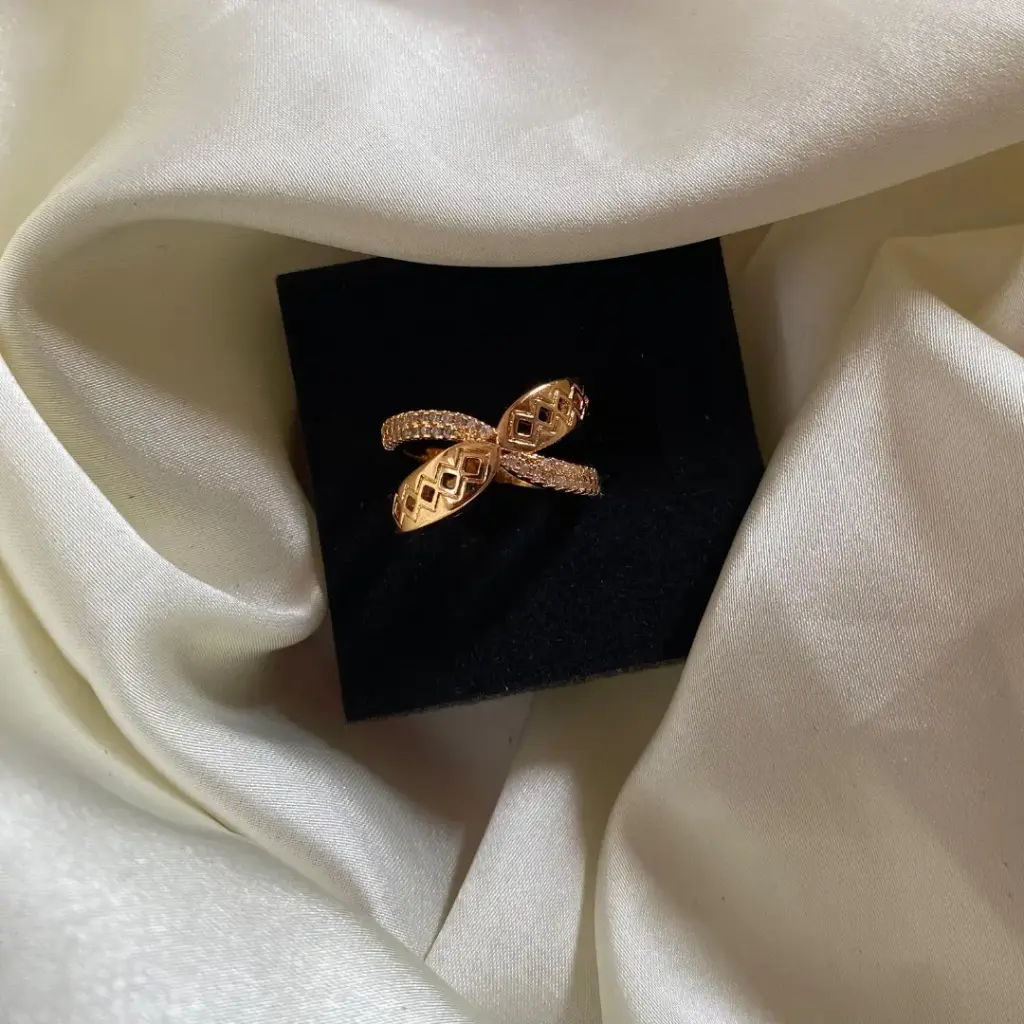 [MJ-499] Rose Gold Plated American Diamond Ring