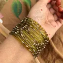 Olive Green Glass Stone Bangles