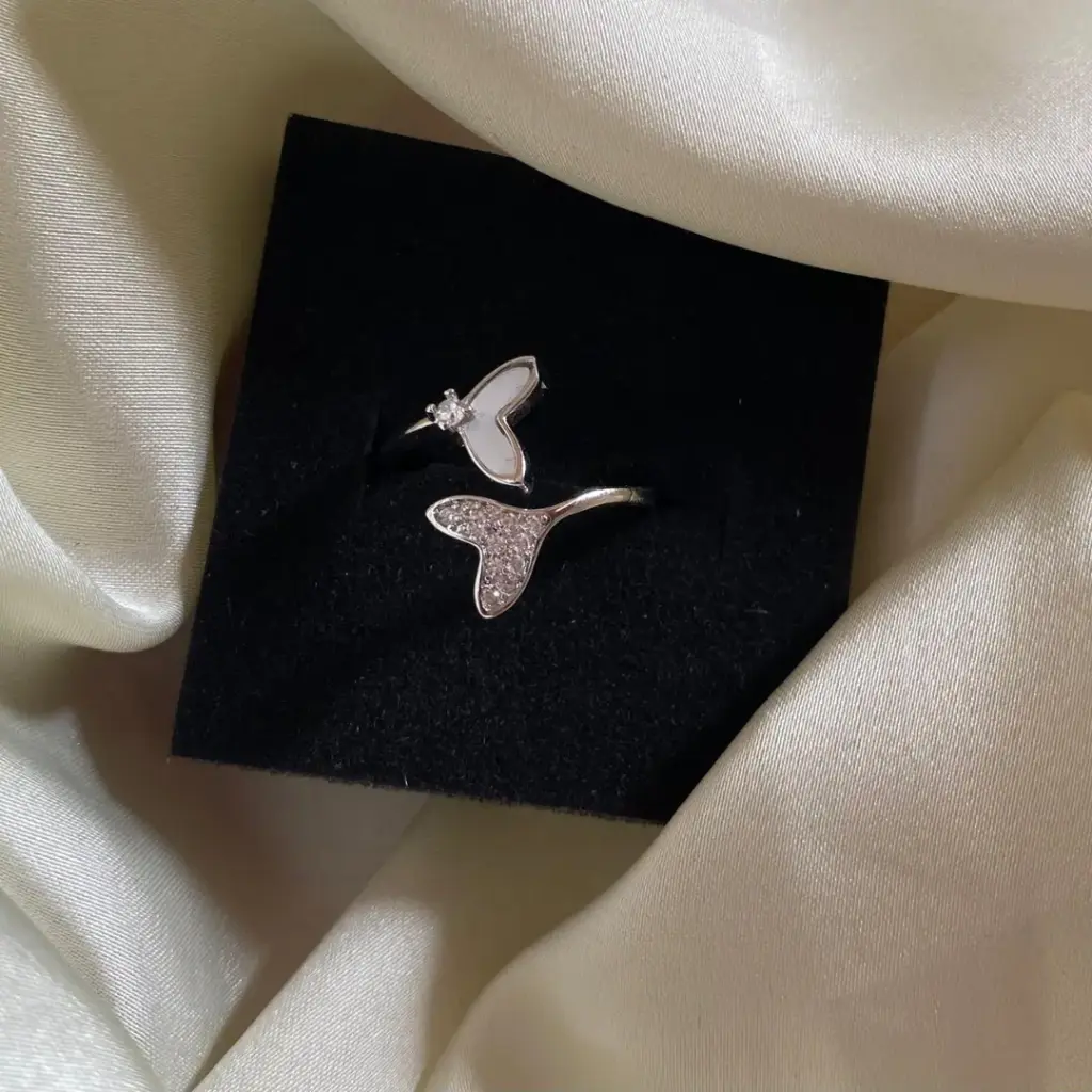 Double Butterfly Wing Silver-Plated Ring