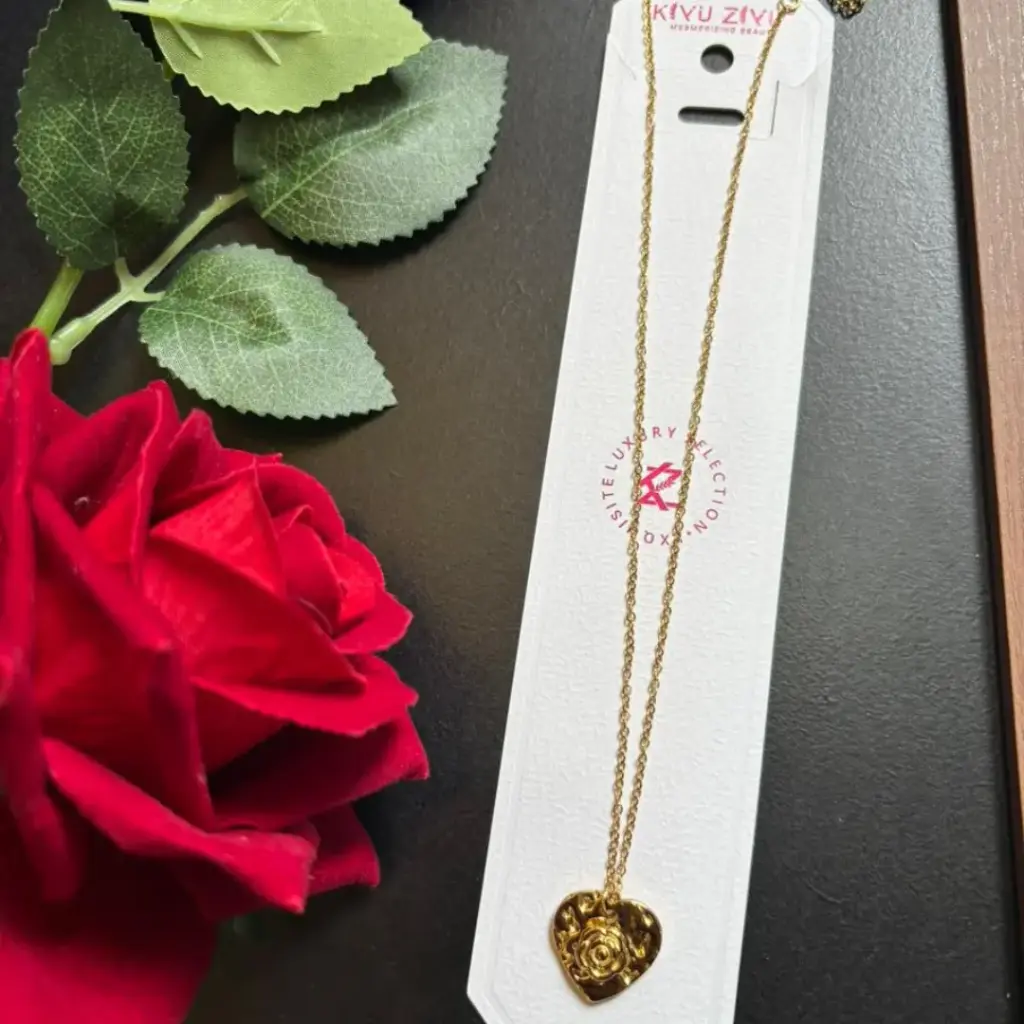 Golden Rose Heart Necklace
