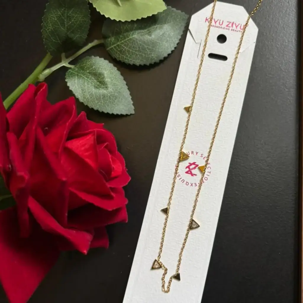 Geometric Triangle Charm Necklace - Anti-Tarnish Gold Jewelry