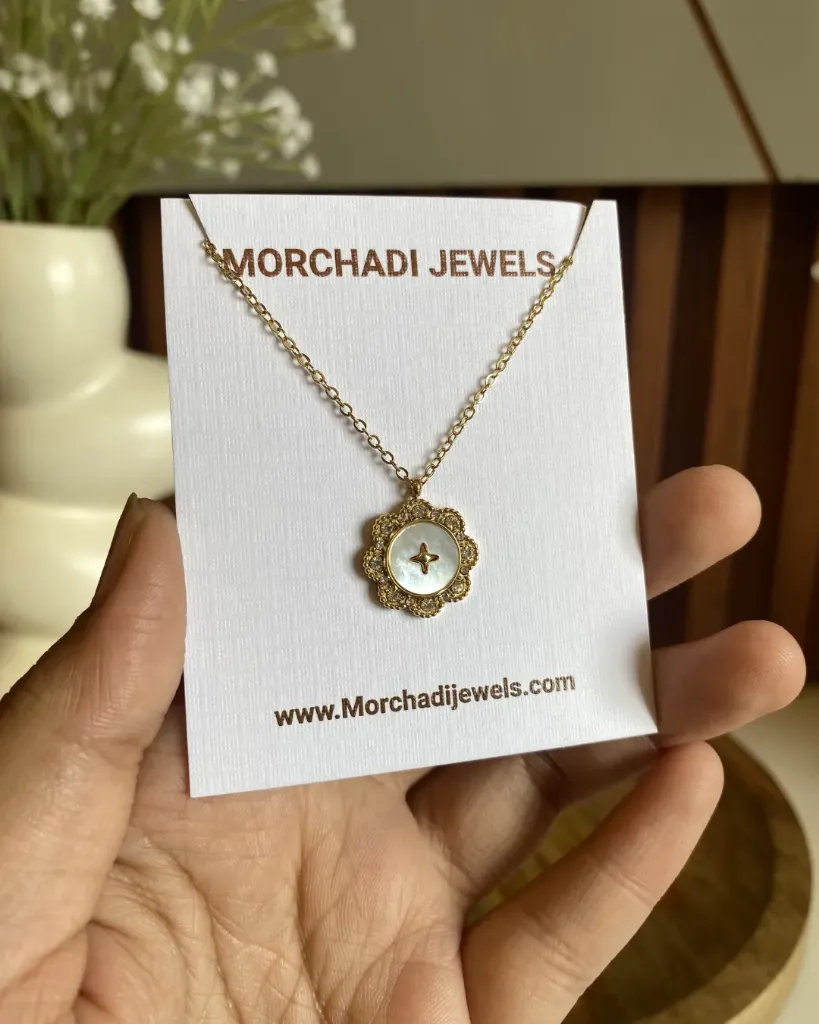 [MJ-586] Starburst Flower Pendant Necklace - Anti-Tarnish Gold Jewelry