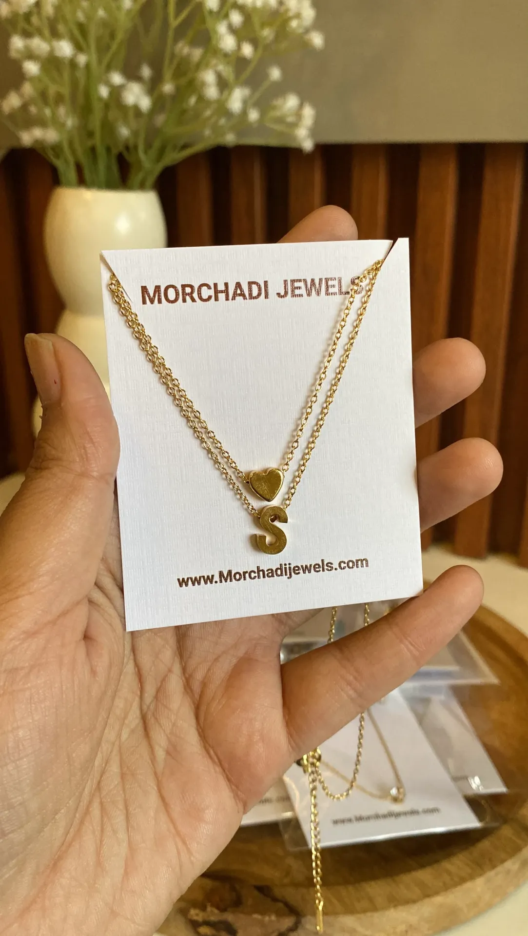 Anti Tarnish Personalized Initial and Heart Necklace