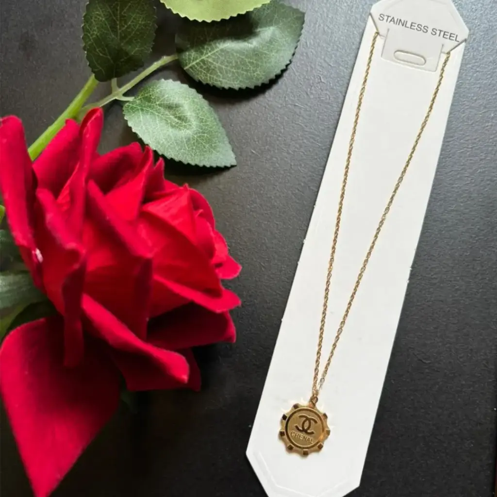Designer-Inspired Coin Pendant Necklace - Anti-Tarnish Gold Jewelry