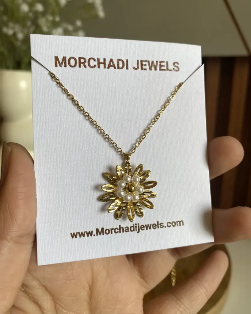[MJ-206] Daisy Flower Pearl Pendant Necklace - Anti-Tarnish Gold Jewelry