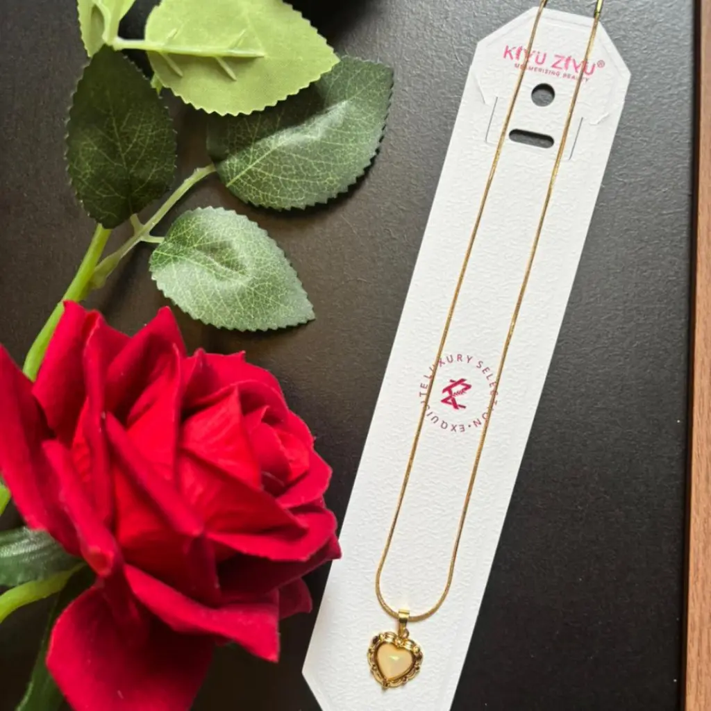 Opal Heart Pendant Necklace - Delicate Anti-Tarnish Gold Jewelry