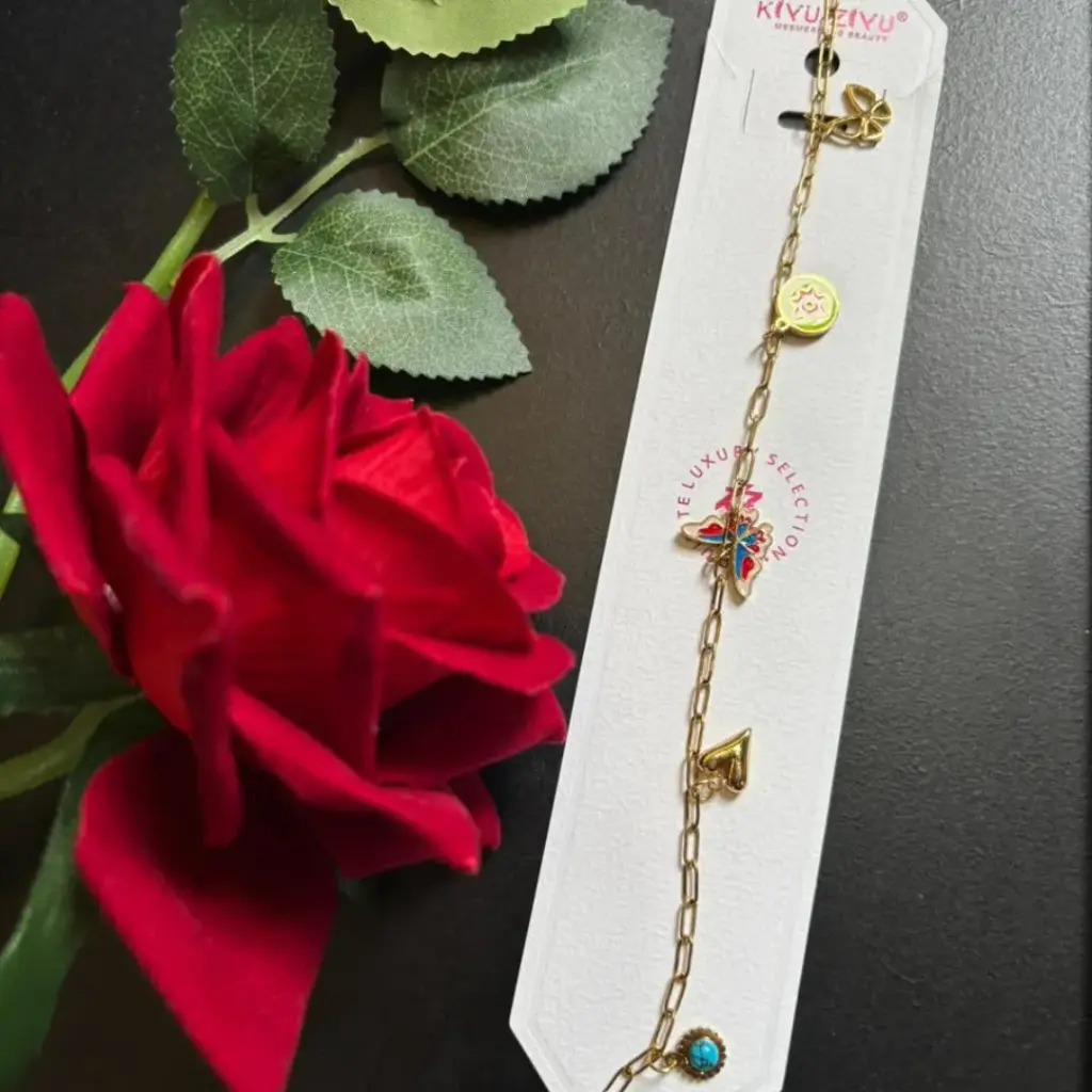 Gold-Plated Stainless Steel Multi-Charm Anti-Tarnish Bracelet
