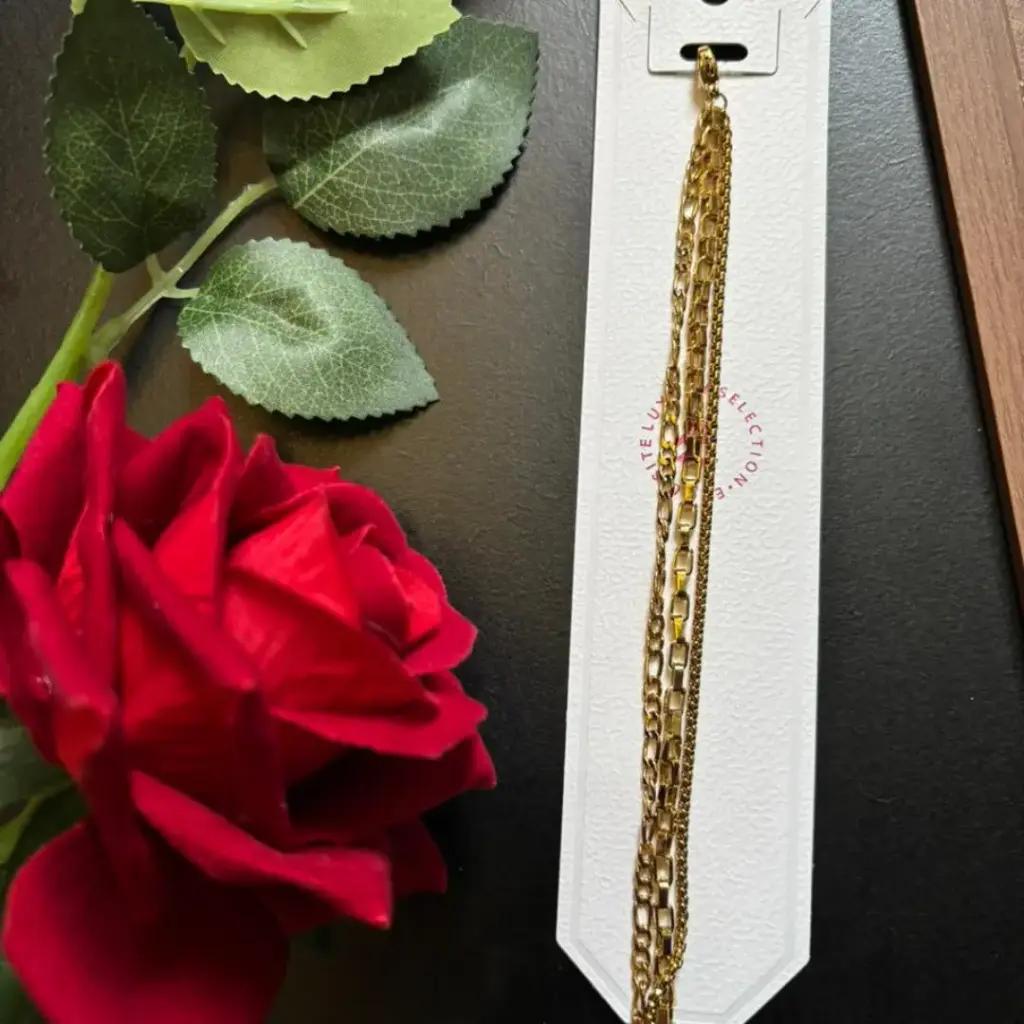 Gold-Plated Stainless Steel Multi-Layered Chain Bracelet