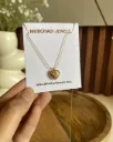Textured Heart Pendant Necklace with Diamond - Anti-Tarnish Gold Jewelry