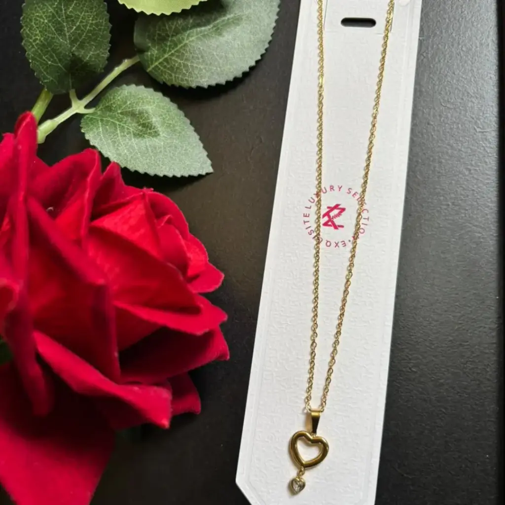 Dainty Heart and Diamond Necklace