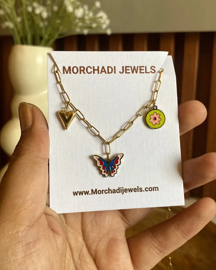 Multi-Charm Butterfly and Floral Necklace - Anti-Tarnish Gold Jewelry