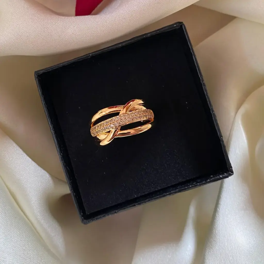[MJ-507] Rose Gold Plated American Diamond Ring