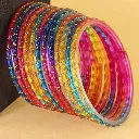 Set of 12 Multicolor RainDrop Glass Bangles