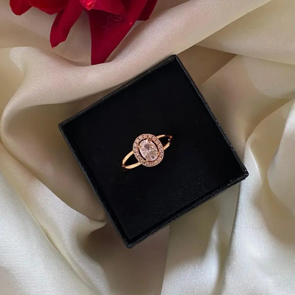 Rose Gold Plated American Diamond Ring