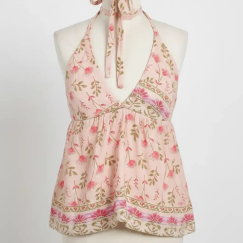 Pink Floral Halter Top for Women