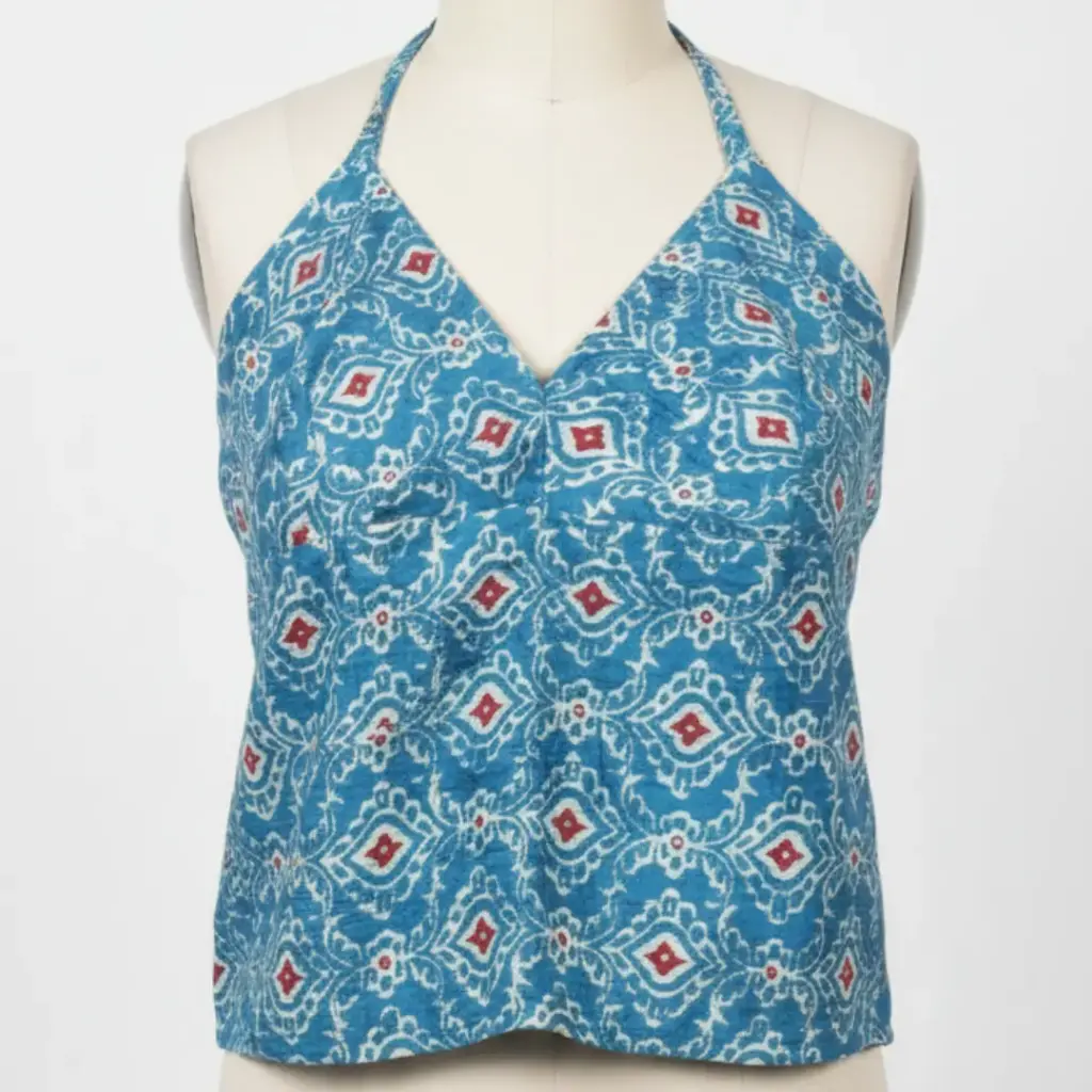 Indigo Jaipur Block Print Halter Neck Top (S)