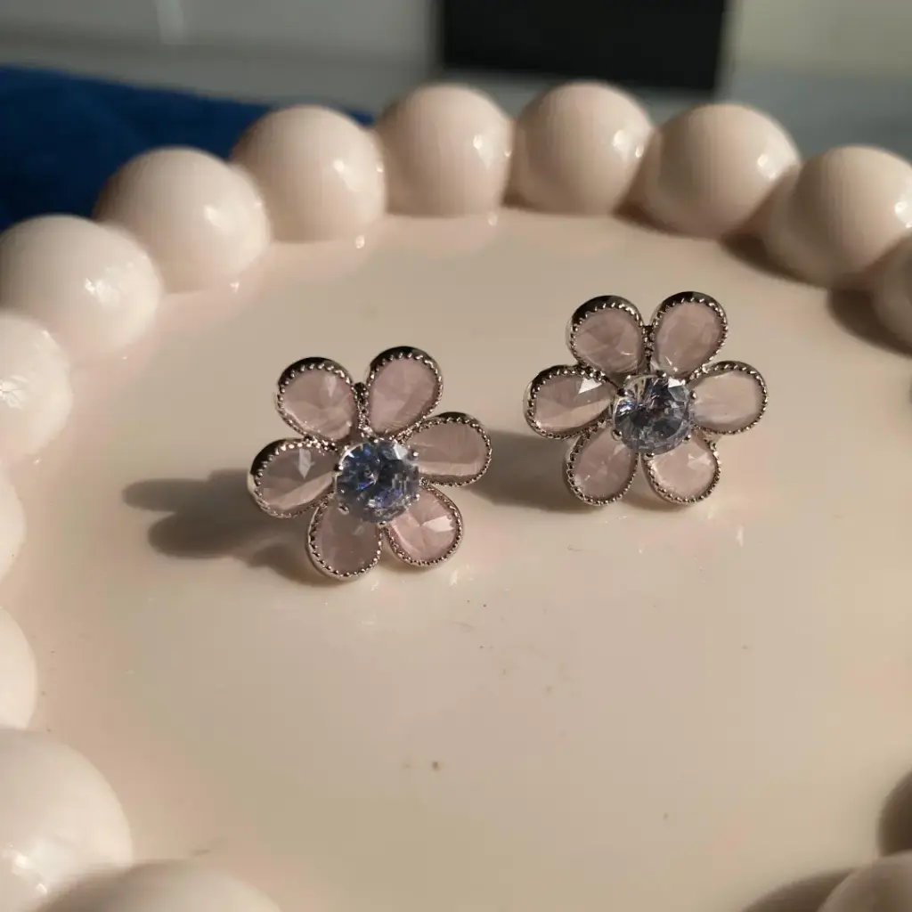 Delicate Pink Petal Floral Earrings