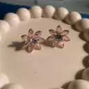 Gold-Plated Pink Crystal Flower Stud Earrings