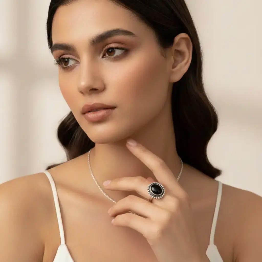 Black Stone Silver Ring