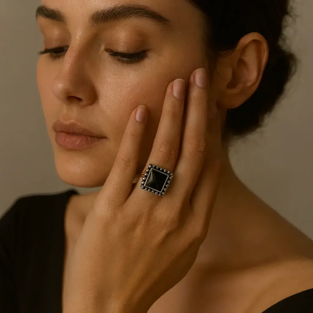 Black Stone Silver Ring