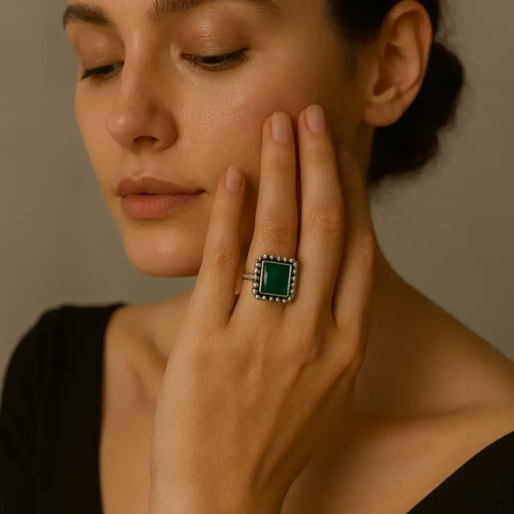 Green Stone Silver Ring
