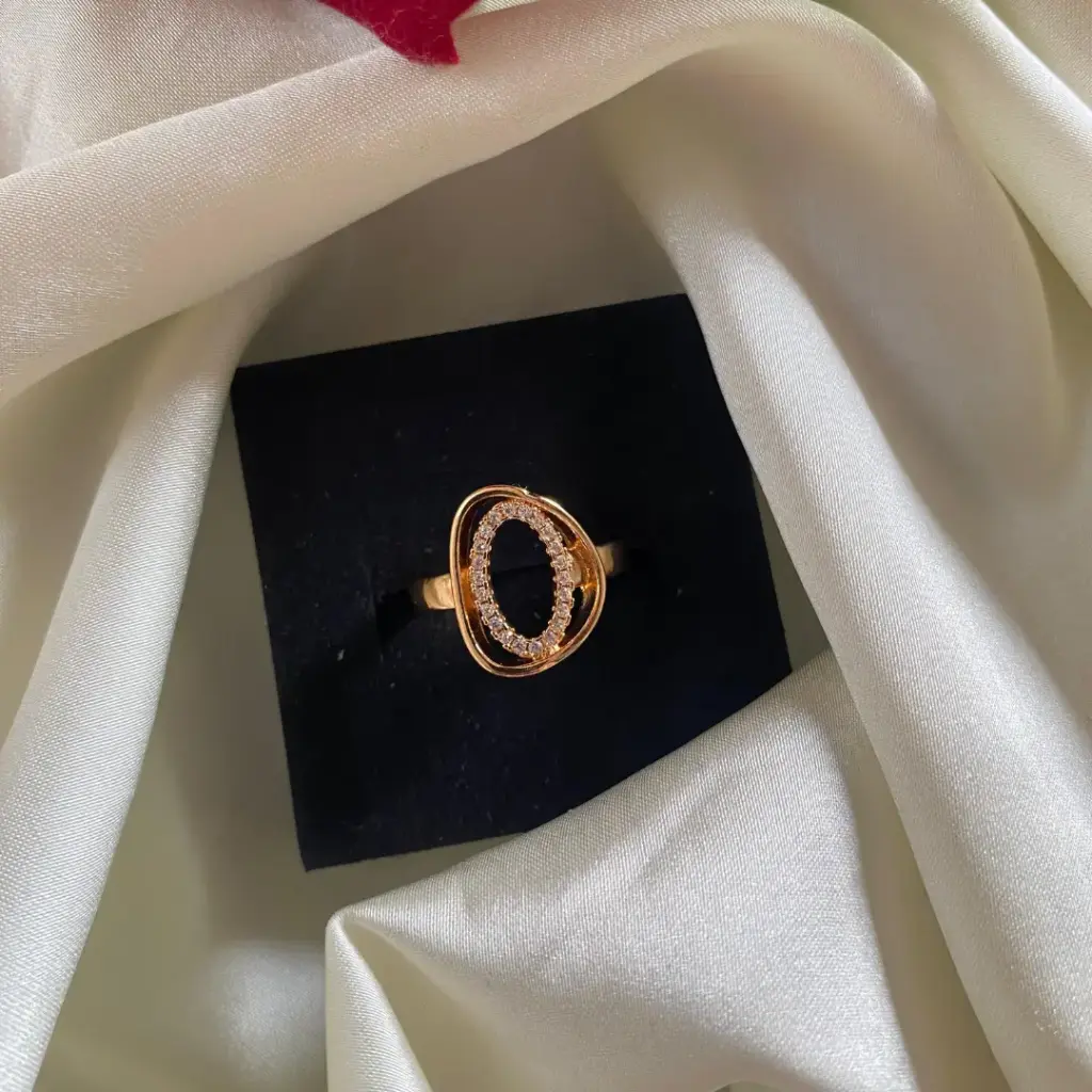 DC Jewelry Oval Halo Ring – Rosegold Finish | Adjustable CZ Fashion Ring
