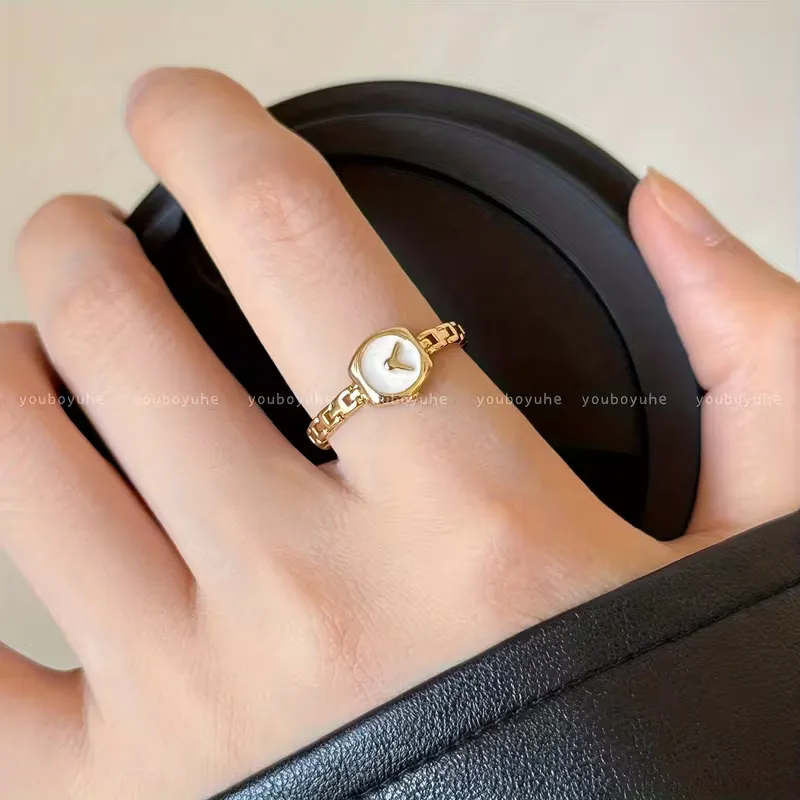 Minimal Watch Design Adjustable Ring for Girls