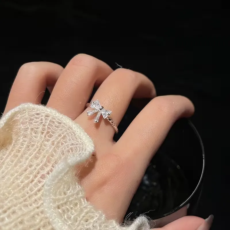 Elegant Silver Knot Adjustable Ring for Women & Girls
