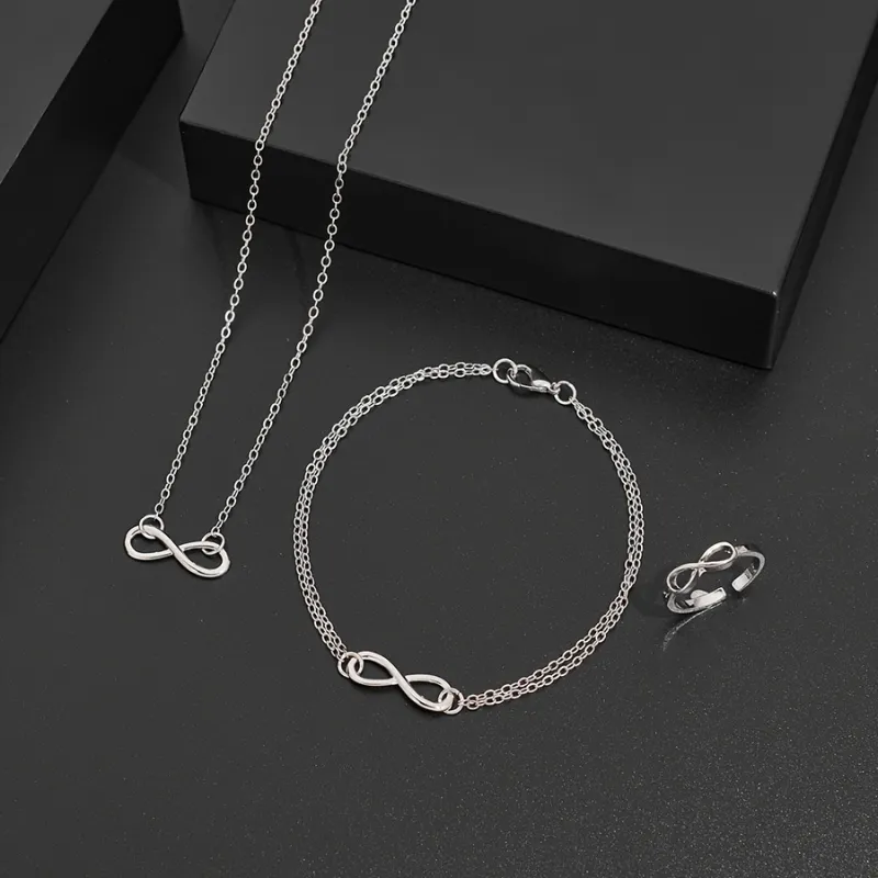 [MJ-347] Infinity Necklace Bracelet Ring Set
