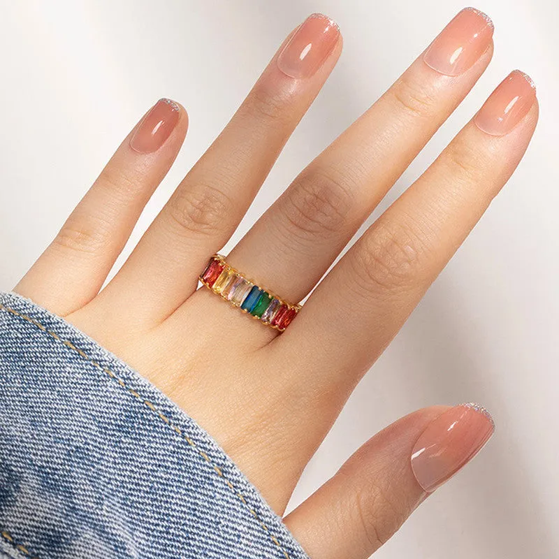 Anti Tarnish Multicolor Adjustable Finger Ring For Women