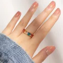 Anti Tarnish Multicolor Adjustable Finger Ring For Women