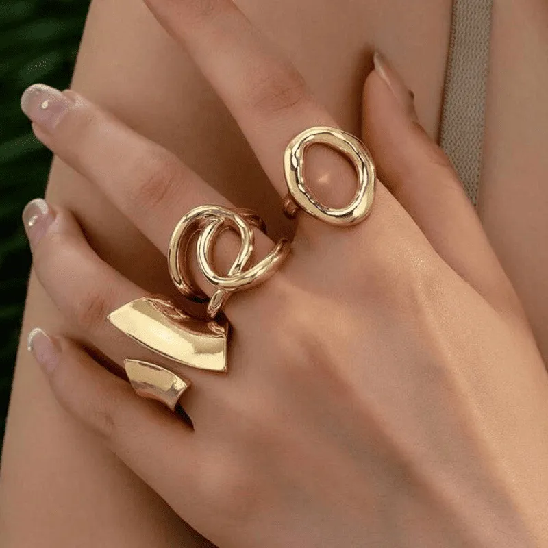 [MJ-599] Trending Gold Plated Set of 3 Stackable Finger Rings